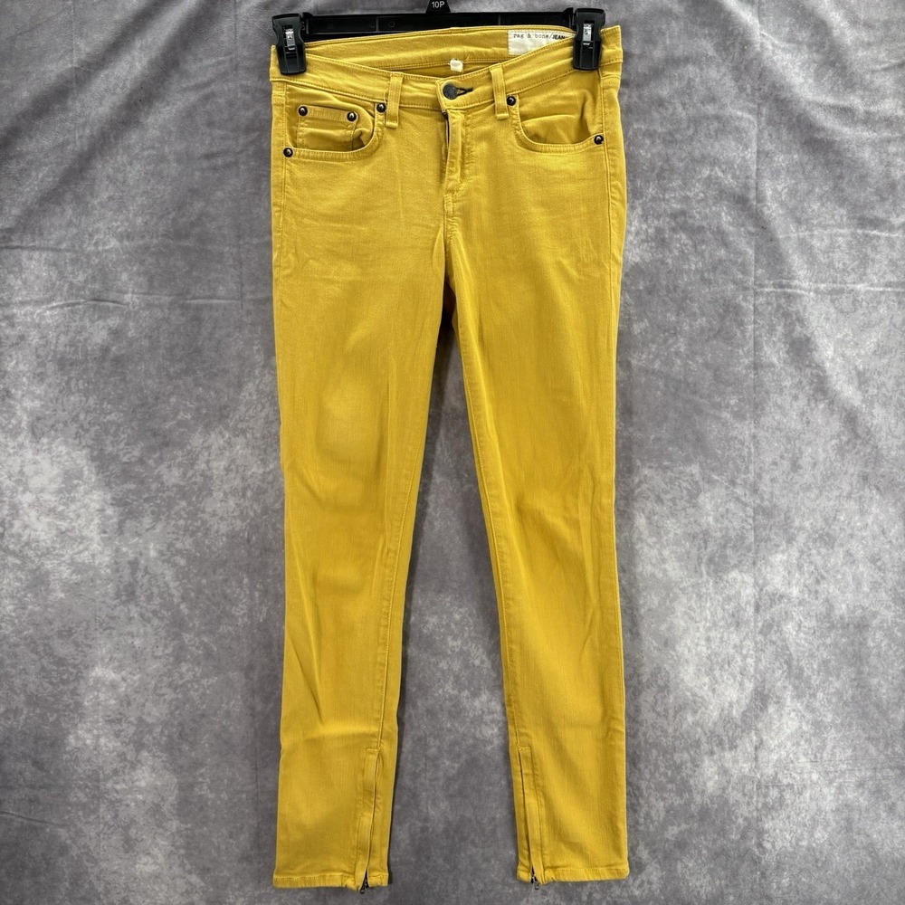 Rag Bone Jeans Womens 26 Yellow Skinny Crop Zip Ankle Casual Chic